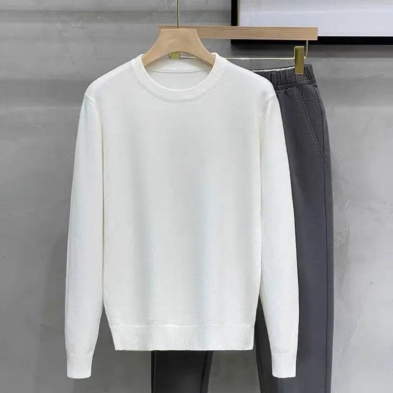 Autumn Winter Casual Pullover Sweater for Men - Solid Color & Loose Fit - Buy Center