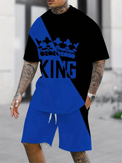 2025 Men's Casual 3D Printed Suit - Black and Blue Outdoor Fashion - Buy Center