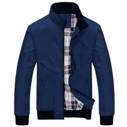 SANWOOD Men's Casual Jacket - Solid Color Stand Collar, Zipper Pockets - Buy Center