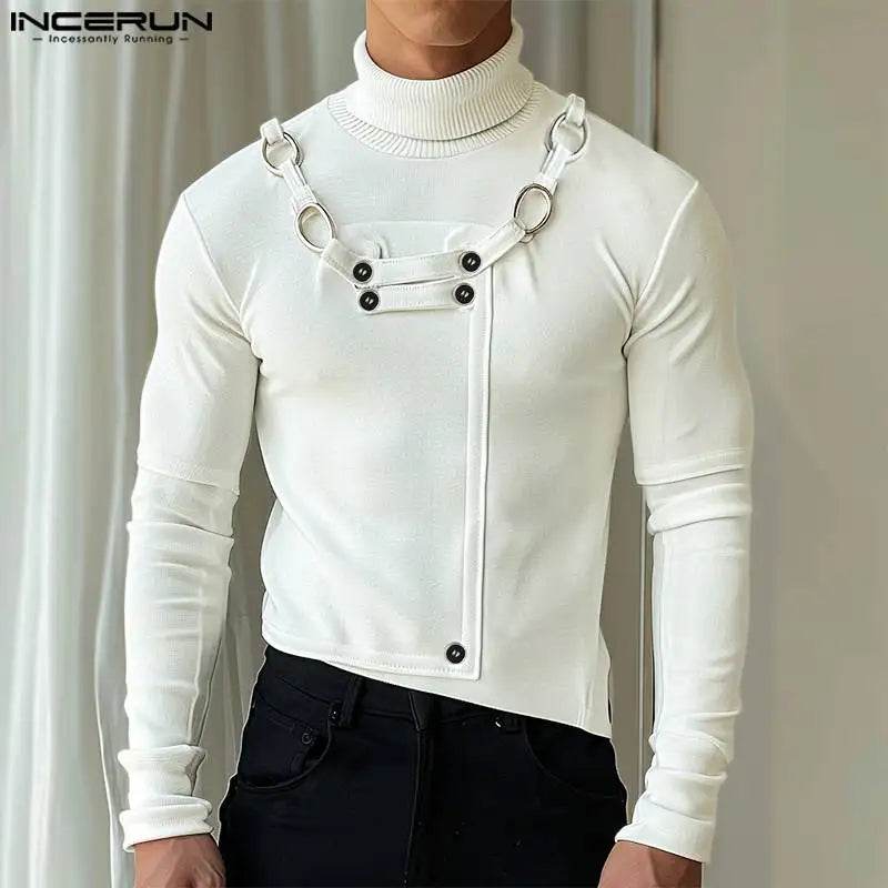 INCERUN 2024 Casual High Neck Sweater - Men's Solid Long Sleeves - Buy Center