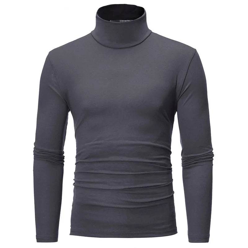 Bigsweety Men's Slim Fit Turtleneck Pullover - Casual Solid Color Top - Buy Center