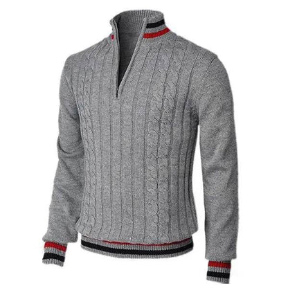 Men Pullovers Sweaters Turtleneck Zipper Thick Tops Full Sleeve Splice Simple Slim Fit Top Knit Casual Regular Autumn Winter - Buy Center