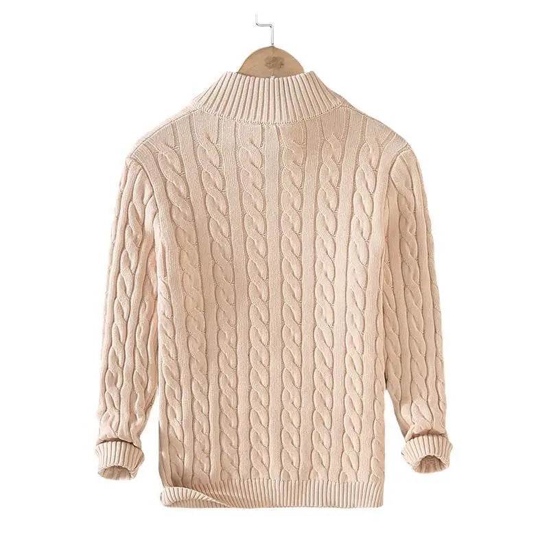 Autumn Winter Men's Pullover Sweater - Cotton Half Zip Stand Collar - Buy Center