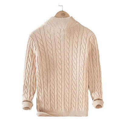 Autumn Winter Men's Pullover Sweater - Cotton Half Zip Stand Collar - Buy Center