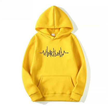 Men's Casual Fleece Hoodie - Heartbeat Line Printed Sportswear - Buy Center