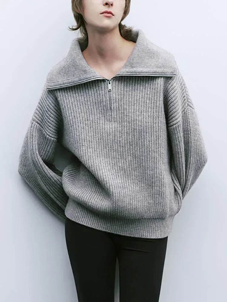 Solid Grey Women’s Turtleneck Sweater - Casual Thick Pullover - Buy Center