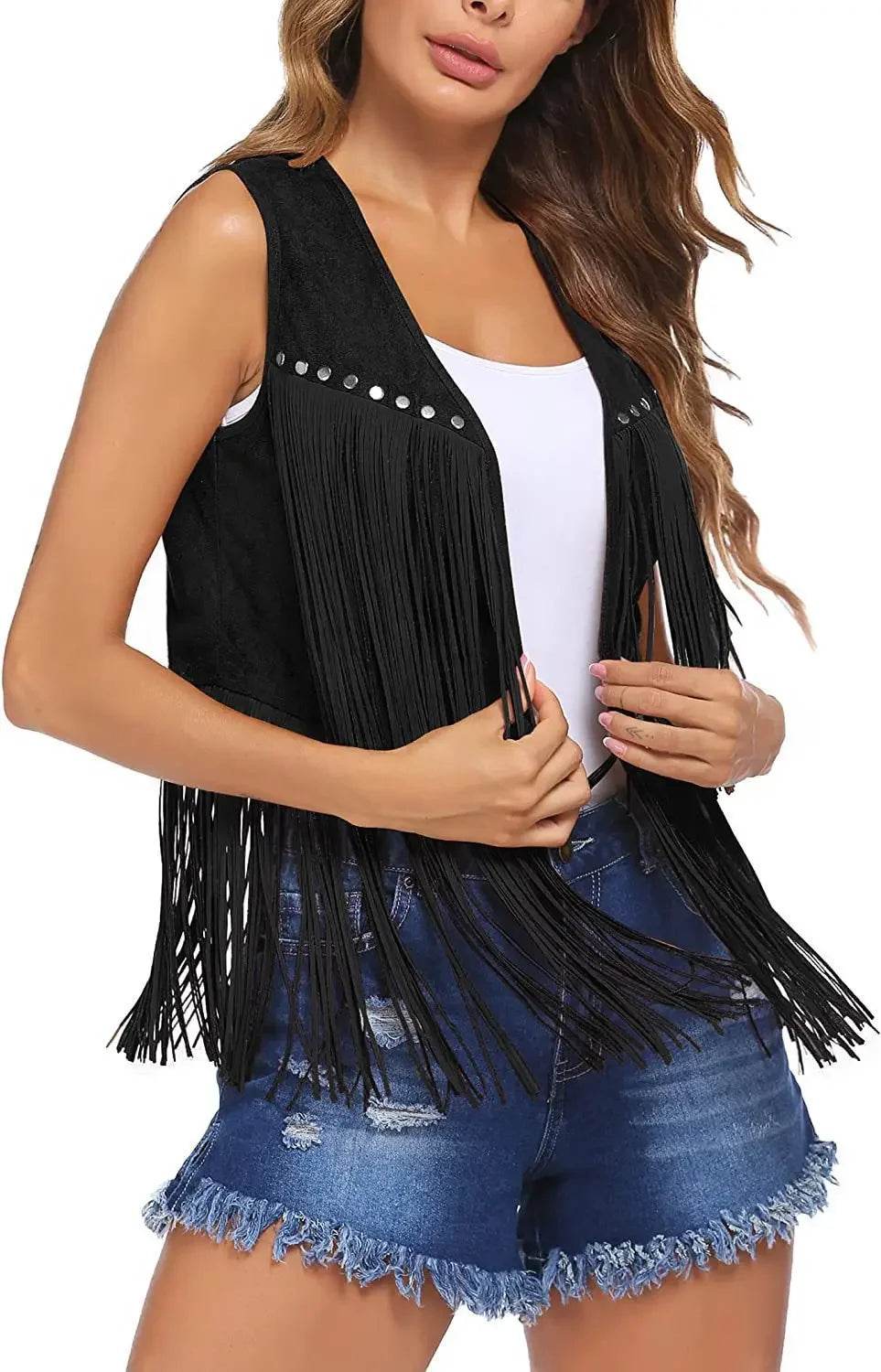 Luxury Summer Fringed Jacket - Women's Leather Velvet Cardigan - Buy Center