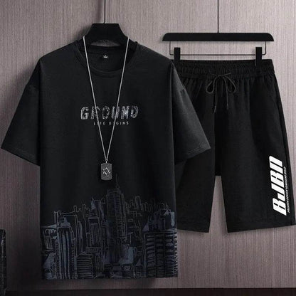 Men's Casual Sports Suit - City Print Quick Drying Set for Summer - Buy Center