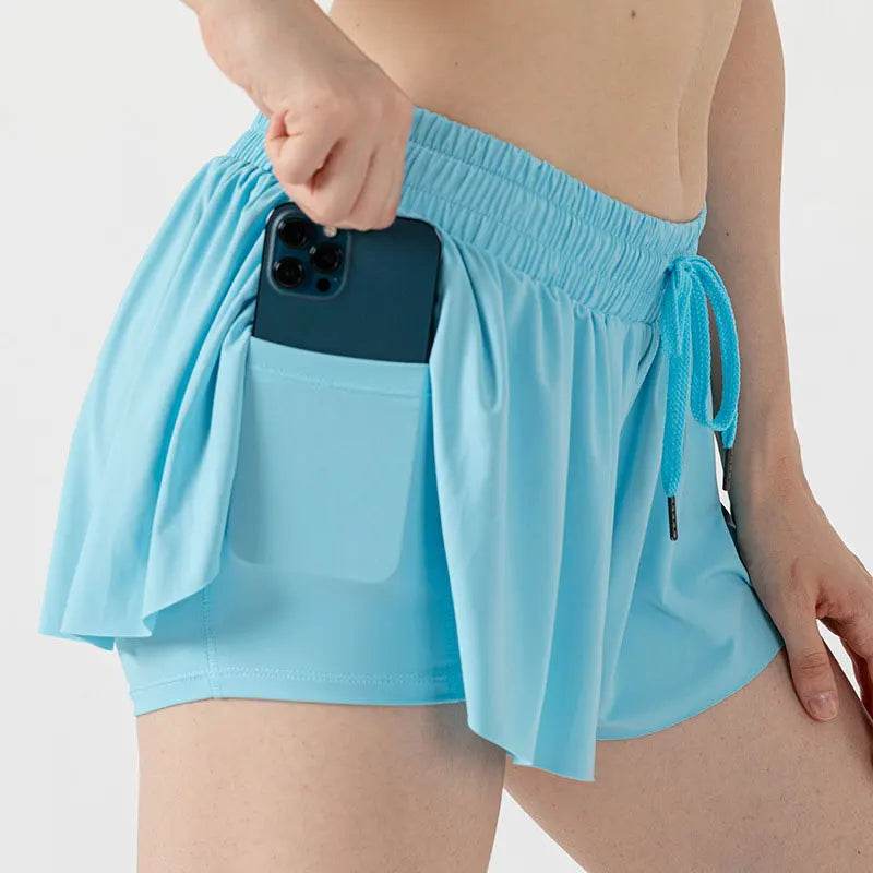 INLUMINE Women's 2-in-1 Flowing Sports Shorts - Butterfly Design - Buy Center