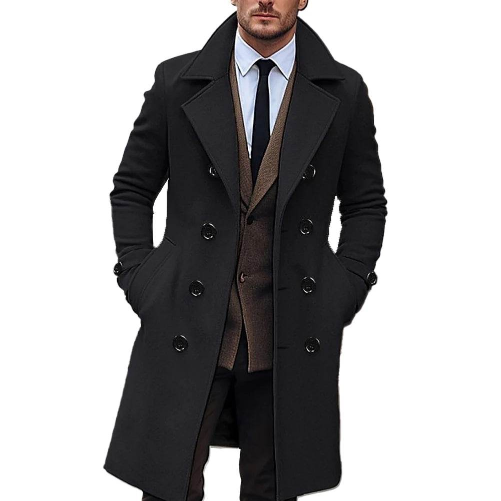 Men's Double Breasted Winter Trench Coat - Warm Business Overcoat - Buy Center