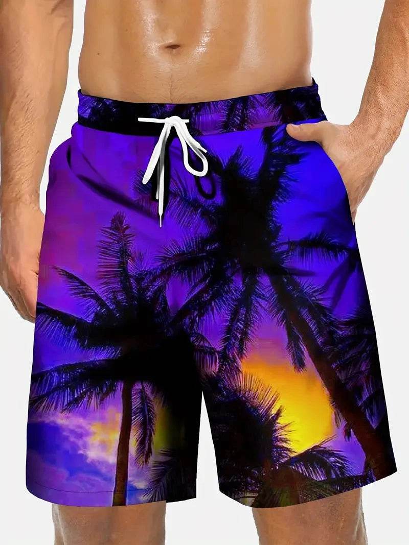 Men’s 3D Palm Tree Print Beach Shorts - Stylish Summer Trunks - Buy Center