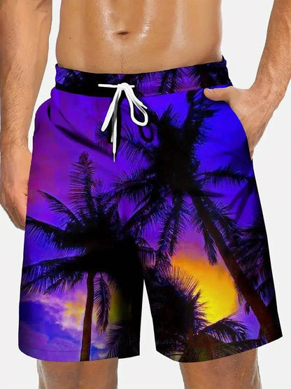 Men’s 3D Palm Tree Print Beach Shorts - Stylish Summer Trunks - Buy Center