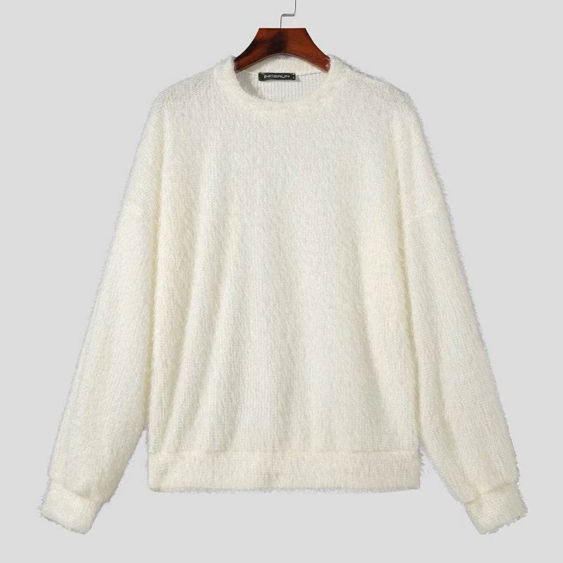 INCERUN Mens Casual Pullover - Korean Style Solid Long Sleeve Sweater - Buy Center