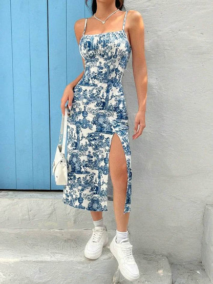 Elegant Strapless Maxi Dress - Daisy Leopard Print for Spring - Buy Center