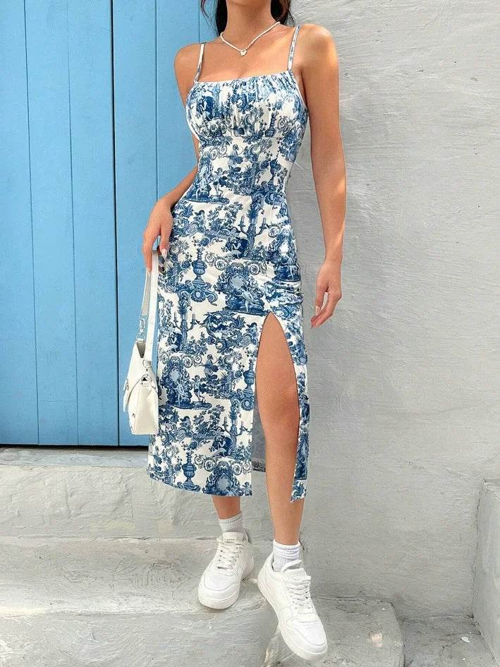 Daisy Leopard Print Maxi Dress - Strapless High Slit for Spring 2025 - Buy Center