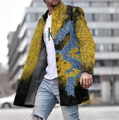 Men's Spring Woolen Trench Coat - Casual Street Style with Pockets - Buy Center