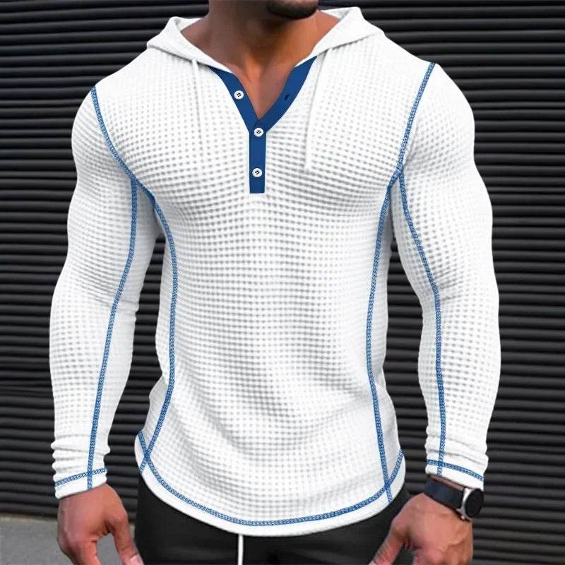 Slim Fit V-Neck Hoodies for Men - Casual Polyester Long Sleeve - Buy Center
