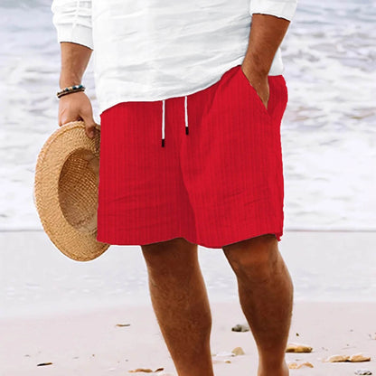 2025 Men's Striped Beach Shorts - Cotton Linen Multi-Bag Style Pants - Buy Center