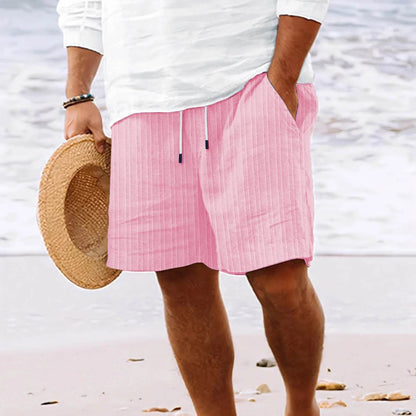 2025 Men's Striped Beach Shorts - Cotton Linen Multi-Bag Style Pants - Buy Center