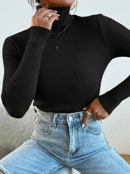 Women's Solid Knit Turtleneck Pullover - Casual Winter Sweater - Buy Center