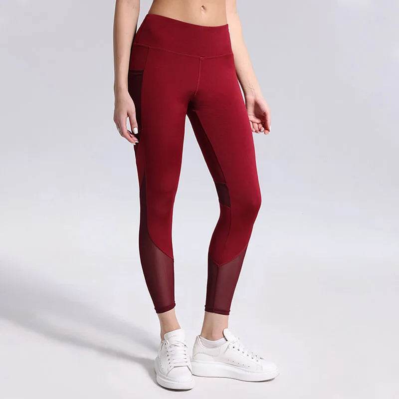 Women's High Waist Yoga Pants - Breathable Mesh Leggings for Fitness - Buy Center