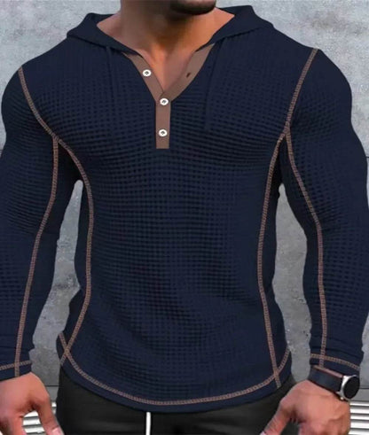 Slim Fit V-Neck Hoodies for Men - Casual Polyester Long Sleeve - Buy Center
