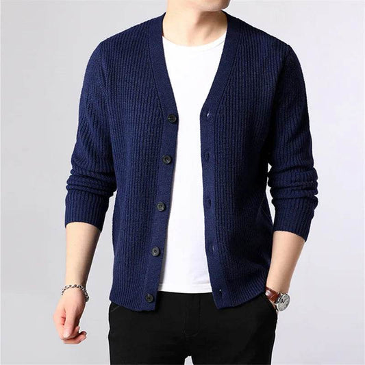 FAVOCENT Men's Solid Cardigan - Casual Single Breasted Knit Sweater - Buy Center