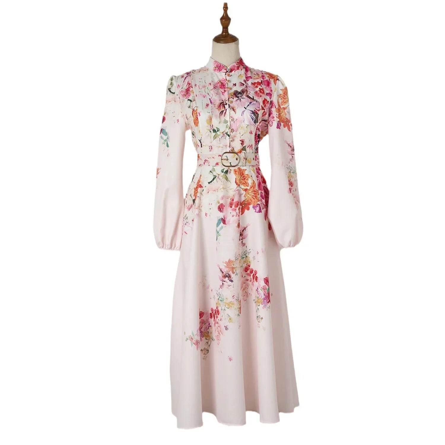 Elegant Australian Vacation Dress - Floral Button & Belt Design - Buy Center