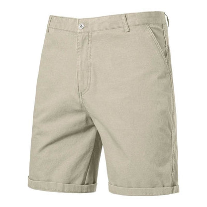 GQXAON Men's Solid Color Cotton Knee Shorts - Casual Bermuda Style - Buy Center
