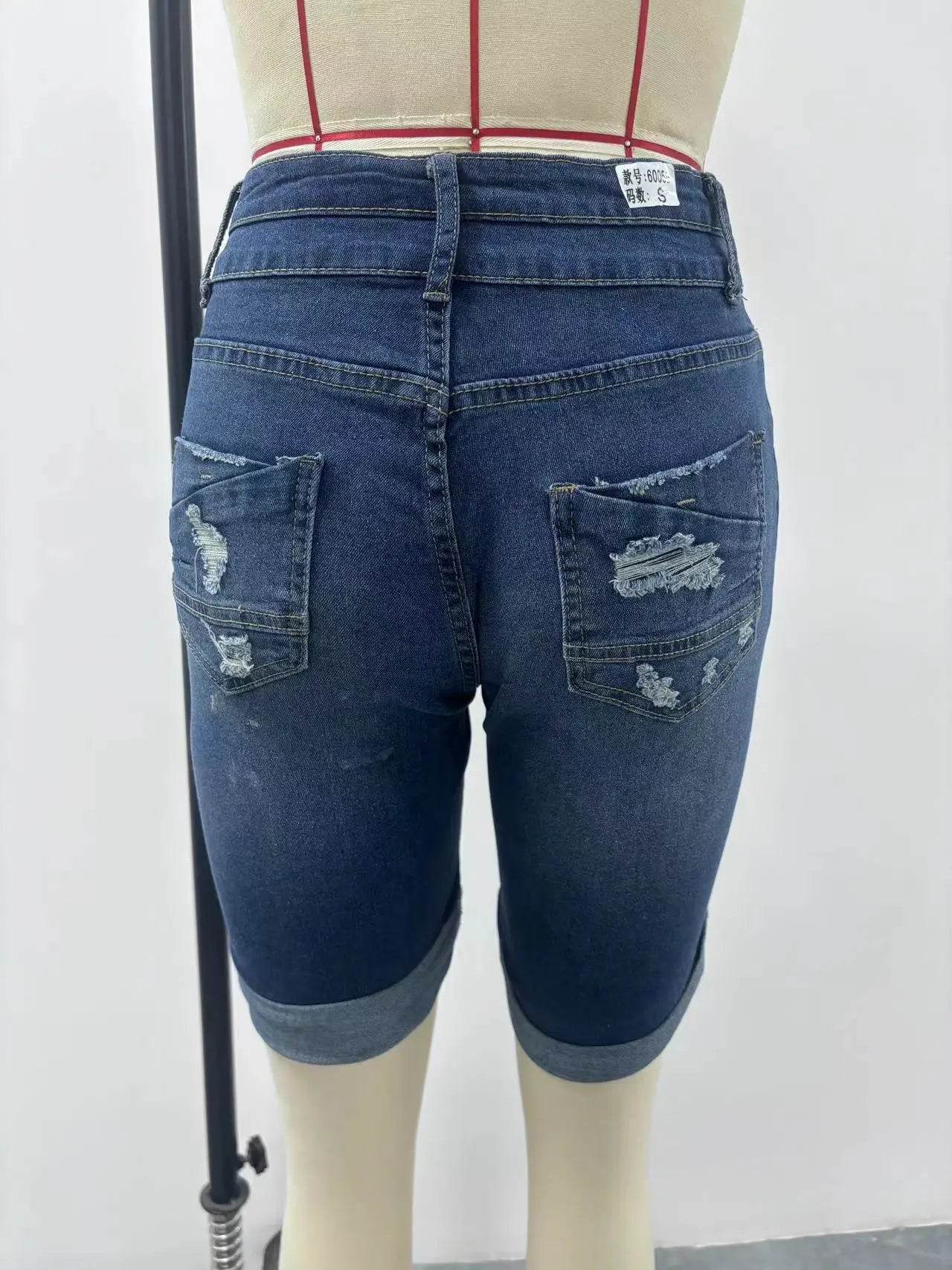2025 Women's Slim Fit Denim Shorts - Casual Knee Length Style - Buy Center