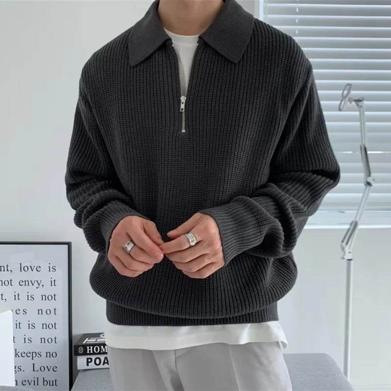 Stylish Men’s Korean Knitwear Sweater - Thick Casual Pullover for Winter - Buy Center