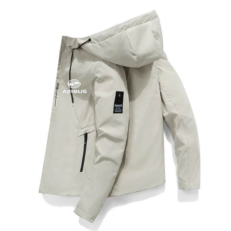 AIRBUS AVIATION Men's Hooded Jacket - Lightweight Spring & Summer Windbreaker - Buy Center