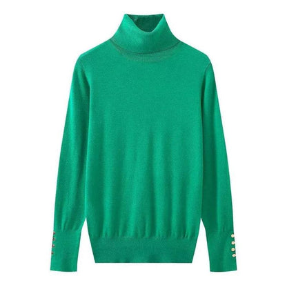 Women's Cropped Turtleneck Sweater with Buttons - Casual Knit Pullover - Buy Center