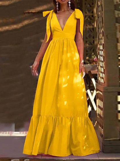 Elegant Women’s V-Neck Backless Summer Dress - Party & Club Wear - Buy Center