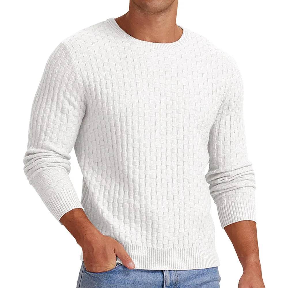 2025 White New Menswear Turtleneck Men's Pullover Autumn And Winter Long Sleeved Plain Color Casual Thickened Knit Base Sweater - Buy Center