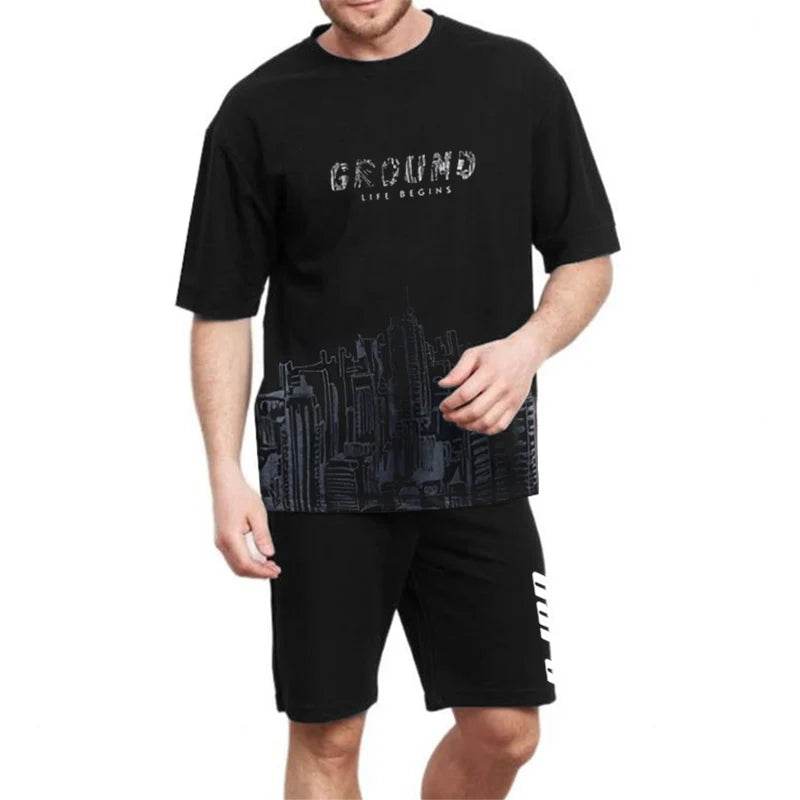 Men's Casual Sports Suit - City Print Quick Drying Set for Summer - Buy Center
