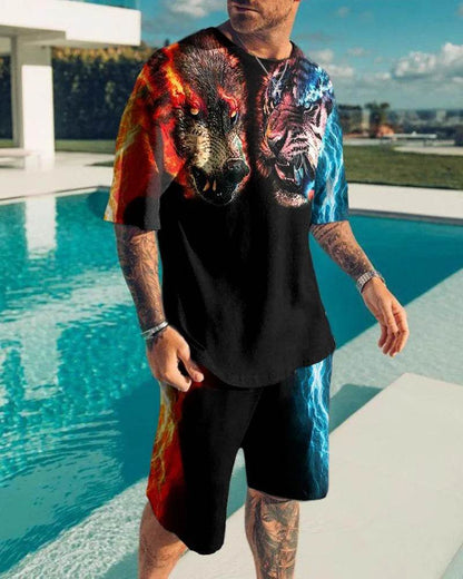 Men's Summer 3D Printed Tracksuit Set - Casual Eagle Design - Buy Center