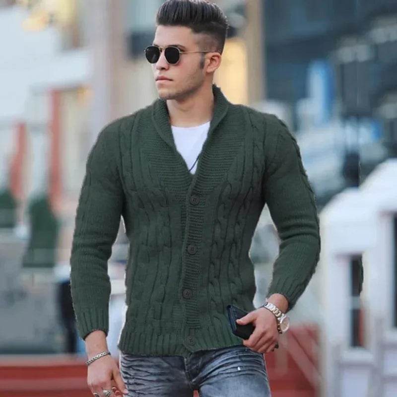Kalenmos Men’s V-Neck Loose Sweater - Cozy Casual Cardigan for Autumn - Buy Center