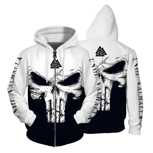 Autumn Hoodies for Men - Comfortable Skull Print Zip Sweatshirt - Buy Center