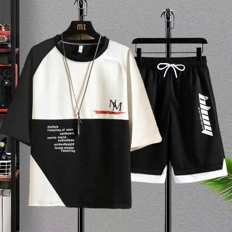 Plus Size 7XL Summer Men's Tracksuit - Casual Patchwork Set - Buy Center