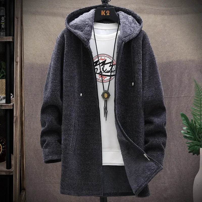 FAVOCENT Men's Winter Fleece Cardigan - Slim Fit Hooded Jacket - Buy Center