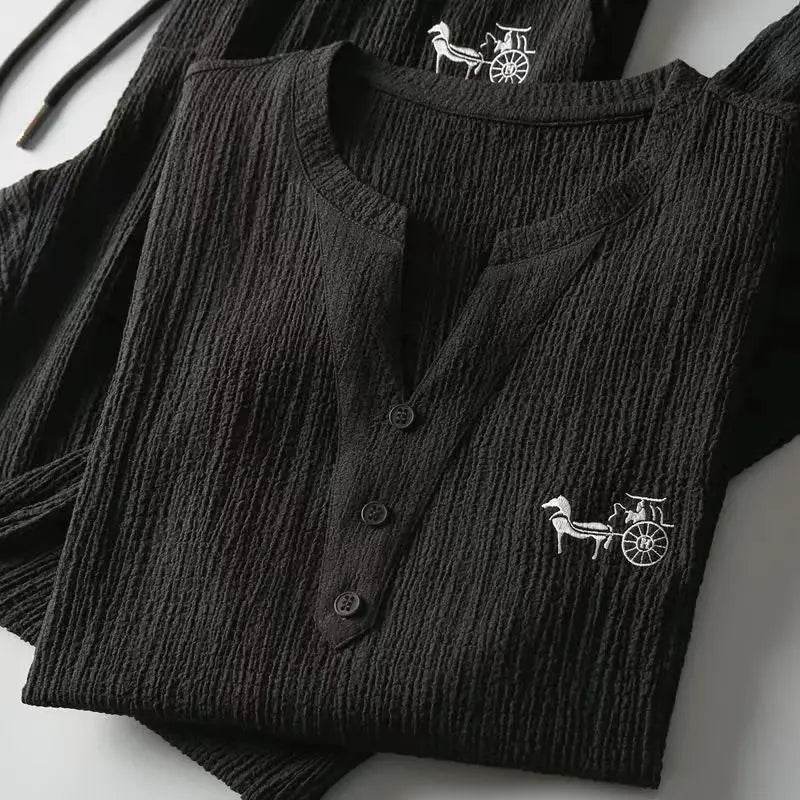 Summer Chinese Style Men’s Casual Set - T-Shirt & Pants Suit - Buy Center