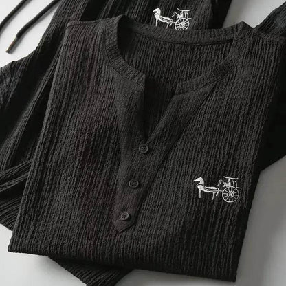 Summer Chinese Style Men’s Casual Set - T-Shirt & Pants Suit - Buy Center