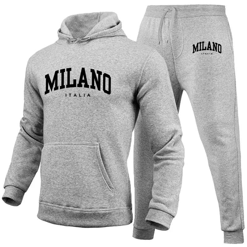 Milano Print Men's Luxury Hoodie Set - Casual Sweatshirt & Jogging Trousers - Buy Center