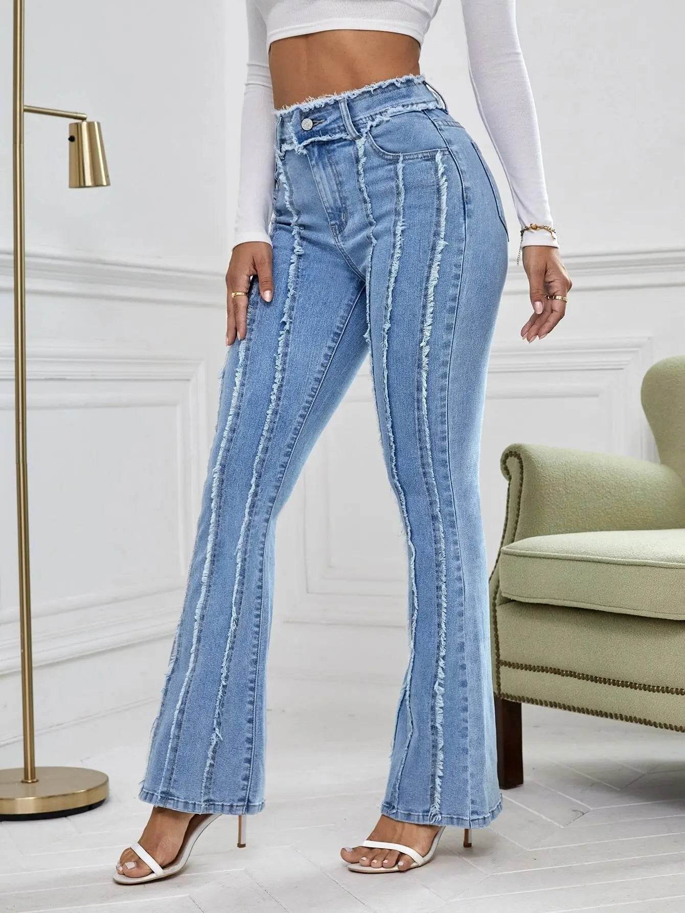 Yicalish High Waist Flare Jeans for Women - Vintage Aesthetic Denim - Buy Center
