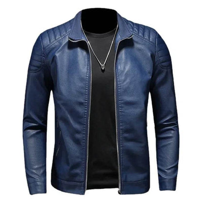 FAVOCENT Stand Collar Men's Leather Jacket - Casual Slim Fit Fashion 2024 - Buy Center