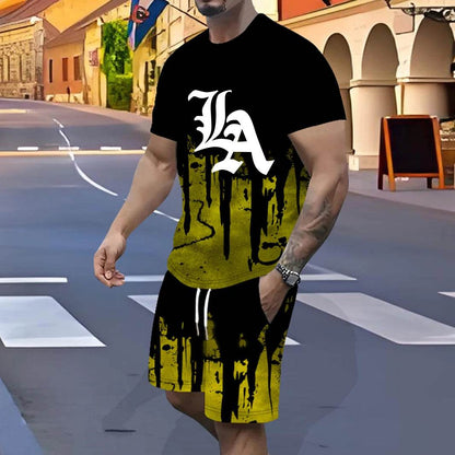 Men's Fast-Drying Sports Suit - 3D Gradual Change Polyester Design - Buy Center