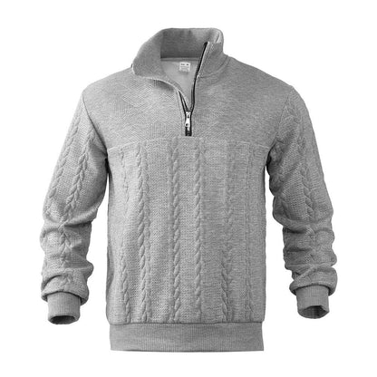 Men's Casual Knitted Stand Collar Sweater - Zippered Hoodie Style - Buy Center