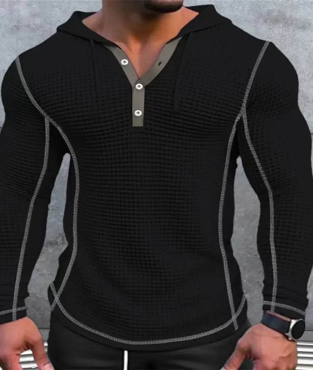 Slim Fit V-Neck Hoodies for Men - Casual Polyester Long Sleeve - Buy Center