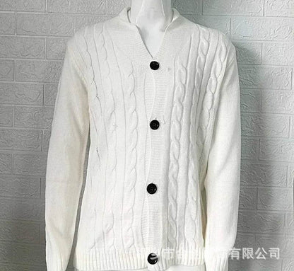 Kalenmos Men’s V-Neck Loose Sweater - Cozy Casual Cardigan for Autumn - Buy Center